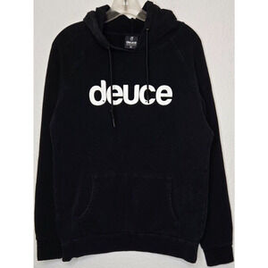 Deuce Peace Mens Hoodie Medium Black White Spell Out Logo Pullover Streetwear